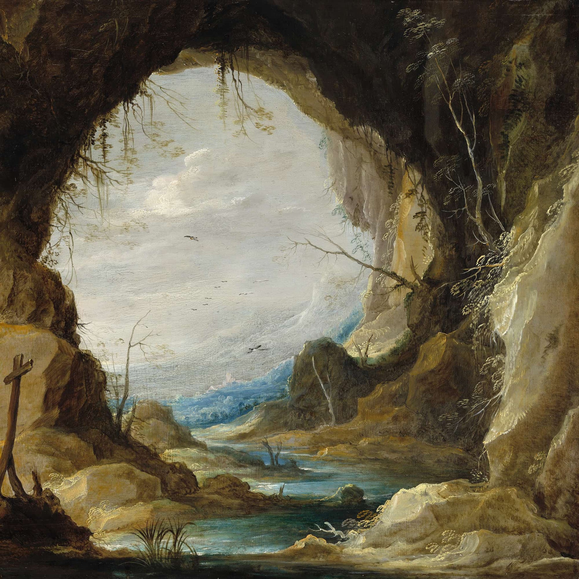 Vista From A Grotto Early S by David Teniers The Younger