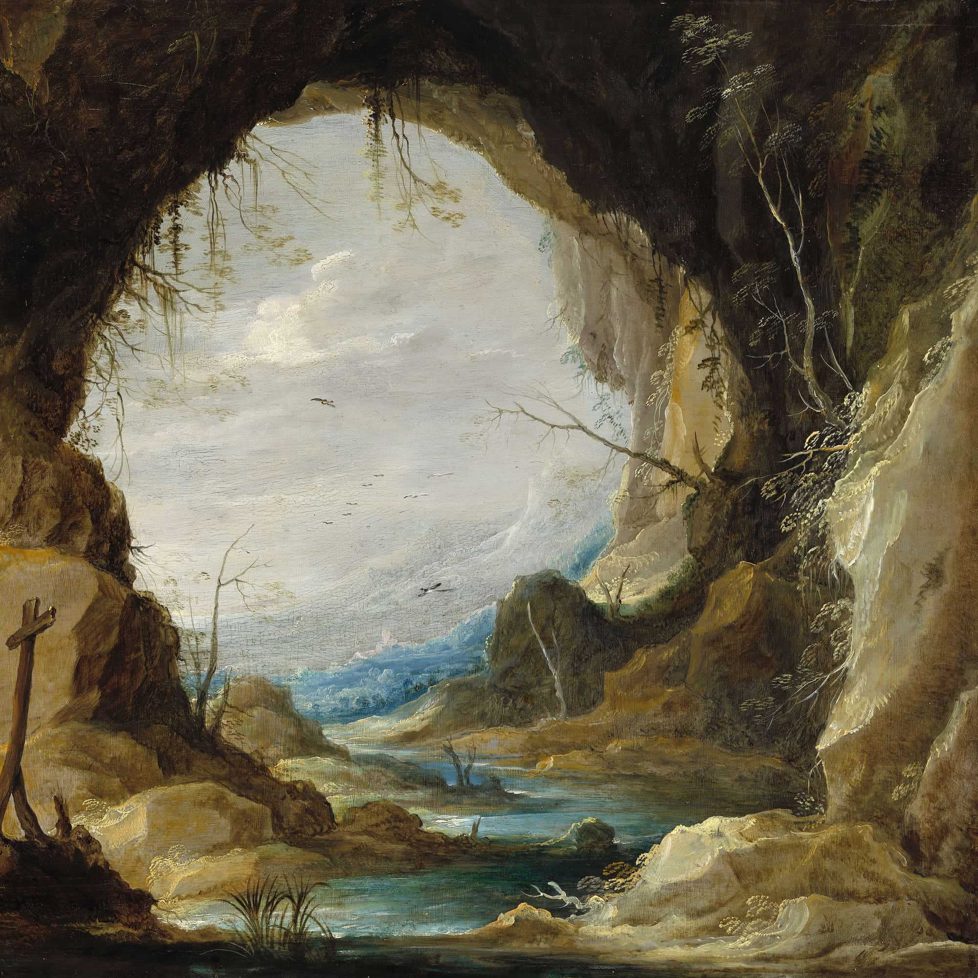 Vista From A Grotto Early S by David Teniers The Younger