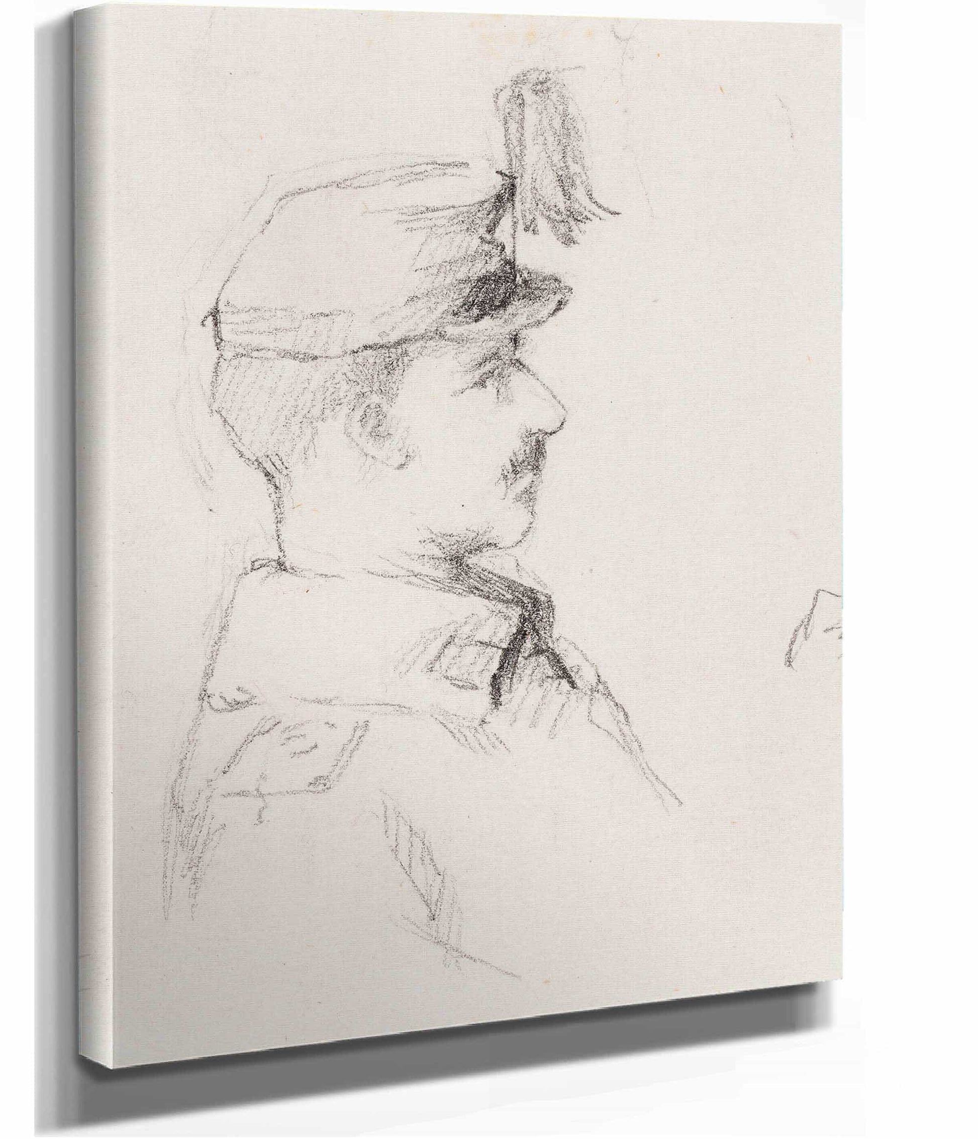 Viuhkahattuinen Mies Sivukuva  by Helene Schjerfbeck