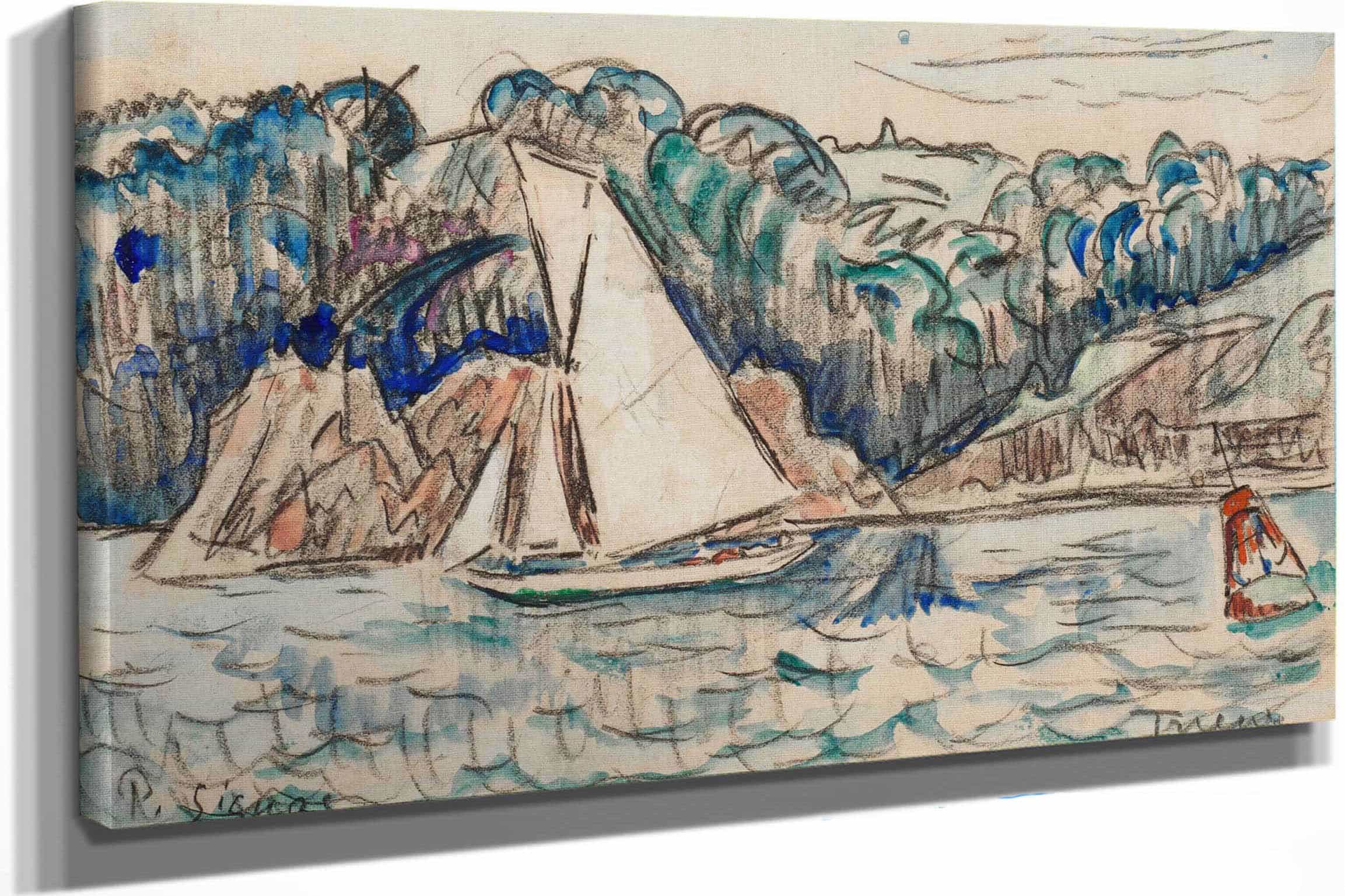 Voilier Naviguant Sur Le Trieux by Paul Signac