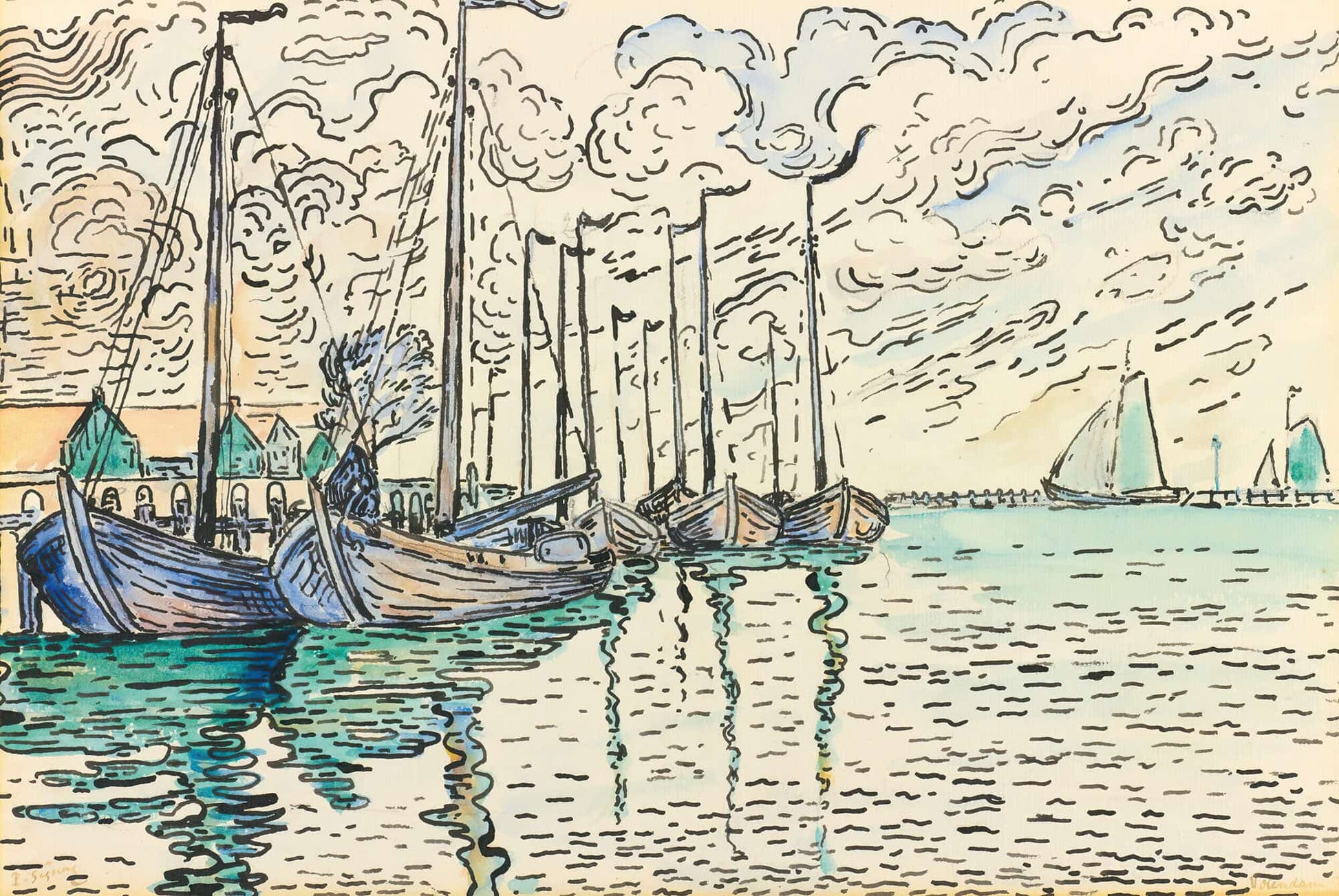 Volendam Barques De Peche by Paul Signac