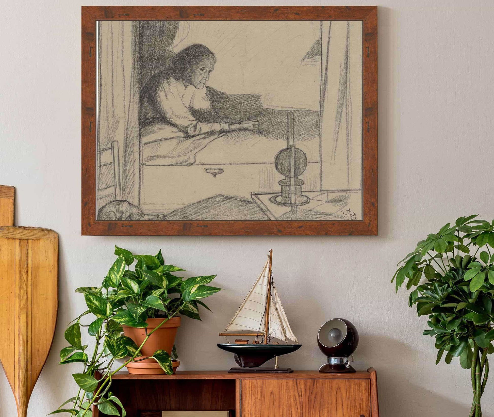 Vrouw Hogerhuis Zittend In Bed Tweede Ontwerp by Richard Nicolaus Roland Holst