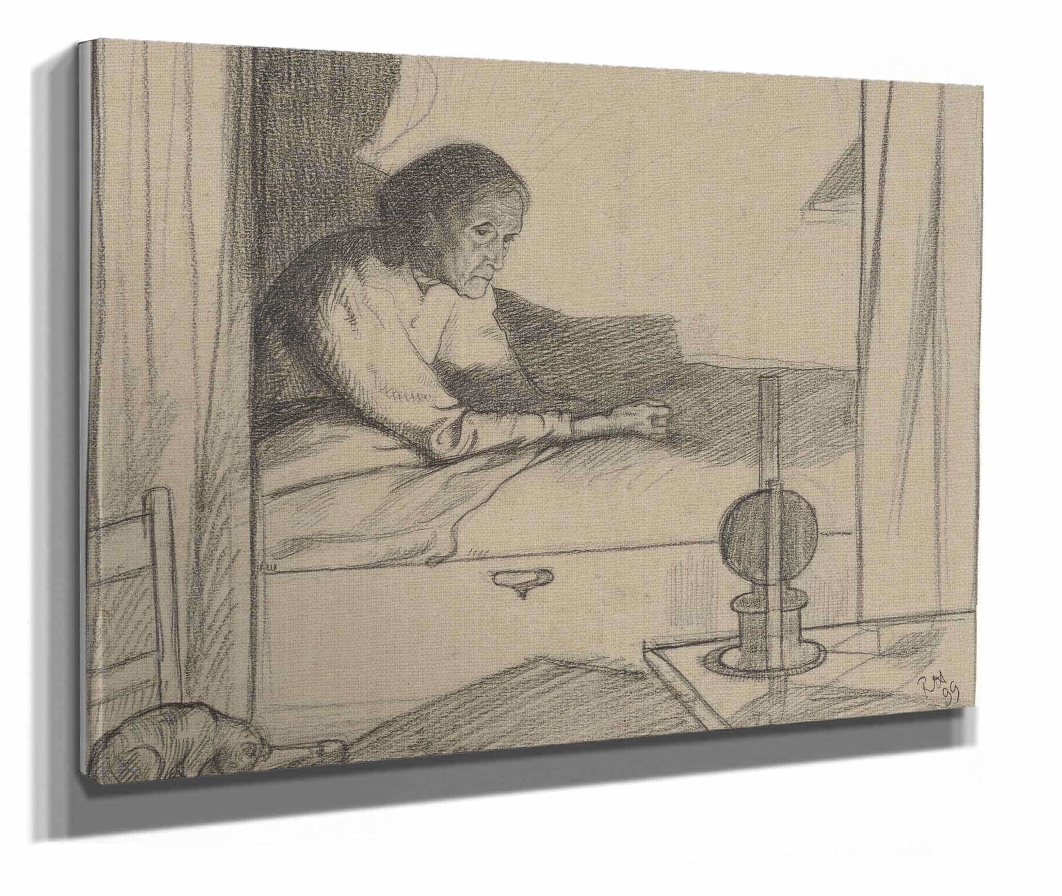 Vrouw Hogerhuis Zittend In Bed Tweede Ontwerp by Richard Nicolaus Roland Holst