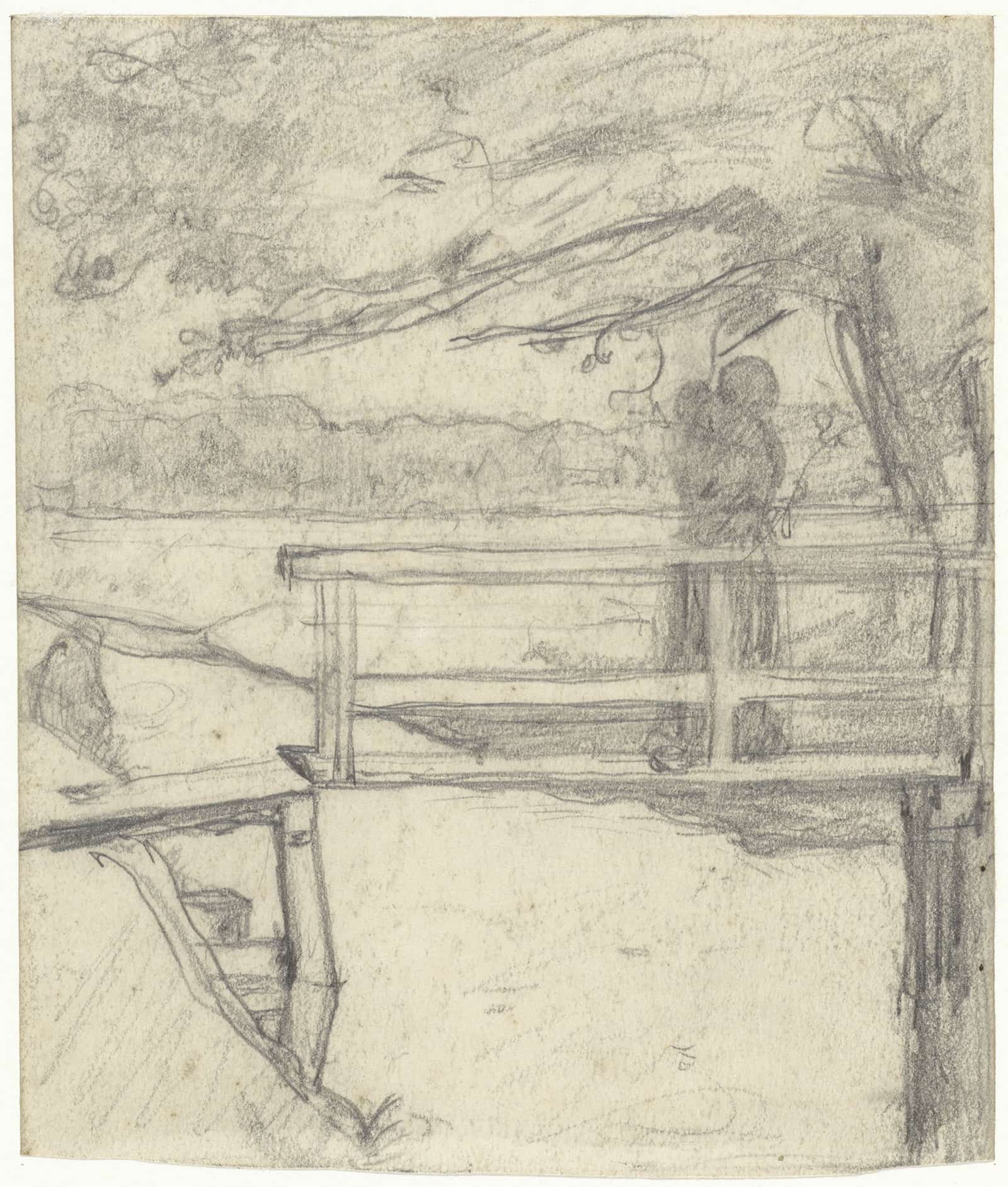 Vrouw Met Kind Op Een Bruggetje  by Richard Nicolaus Roland Holst