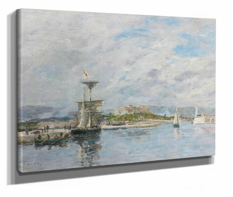 Vue Du Port Dantibes Le Quai Le Matin by Eugene Boudin