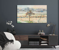 Vue Sur Le Village De Bazincourt Neige by Camille Pissarro