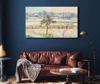 Vue Sur Le Village De Bazincourt Neige by Camille Pissarro