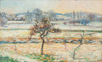 Vue Sur Le Village De Bazincourt Neige by Camille Pissarro