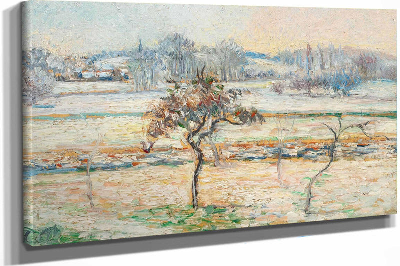 Vue Sur Le Village De Bazincourt Neige by Camille Pissarro