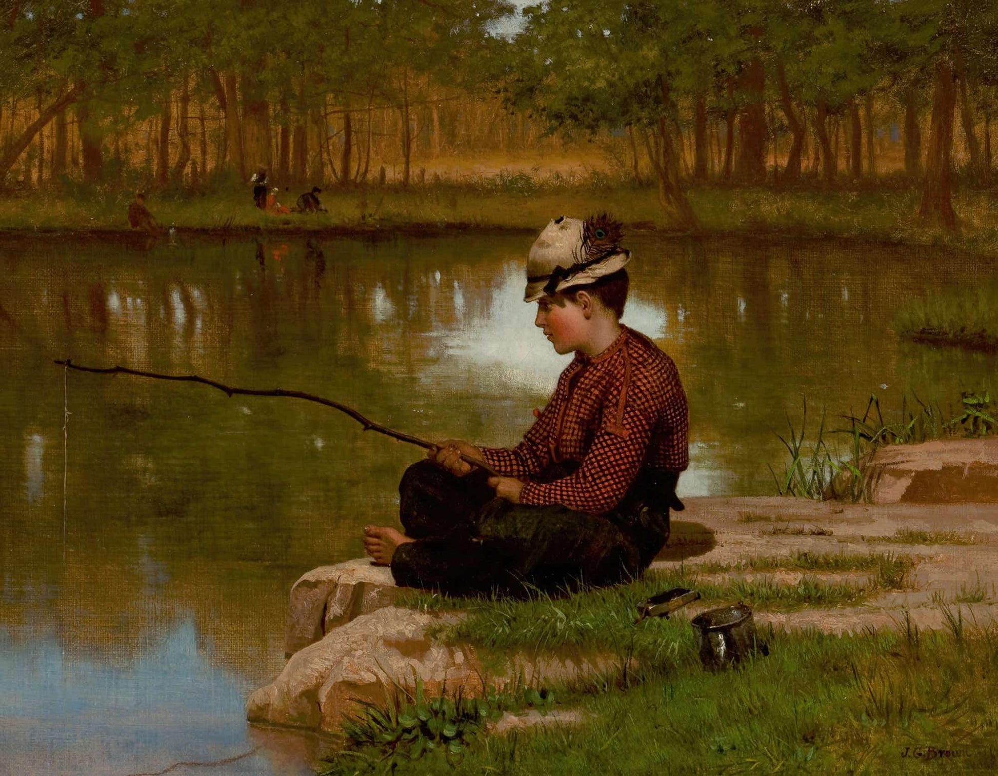 Waiting For A Bite Central Park by John George Brown