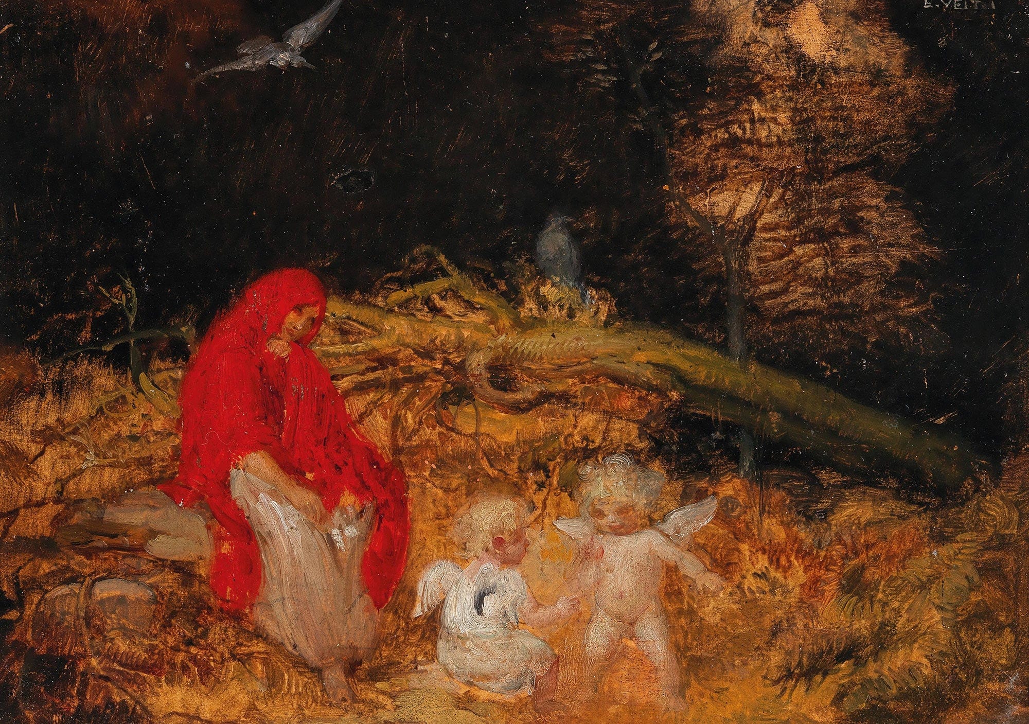 Waldfrau Und Amoretten by Eduard Veith