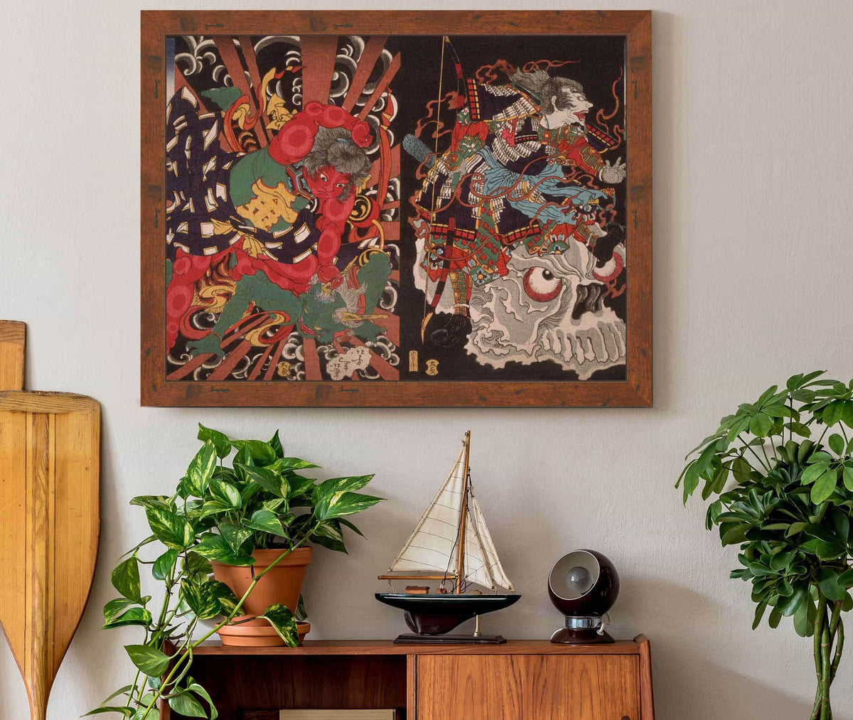 Warrior On Skull Kintoki Overpowering A Demon by Tsukioka Yoshitoshi