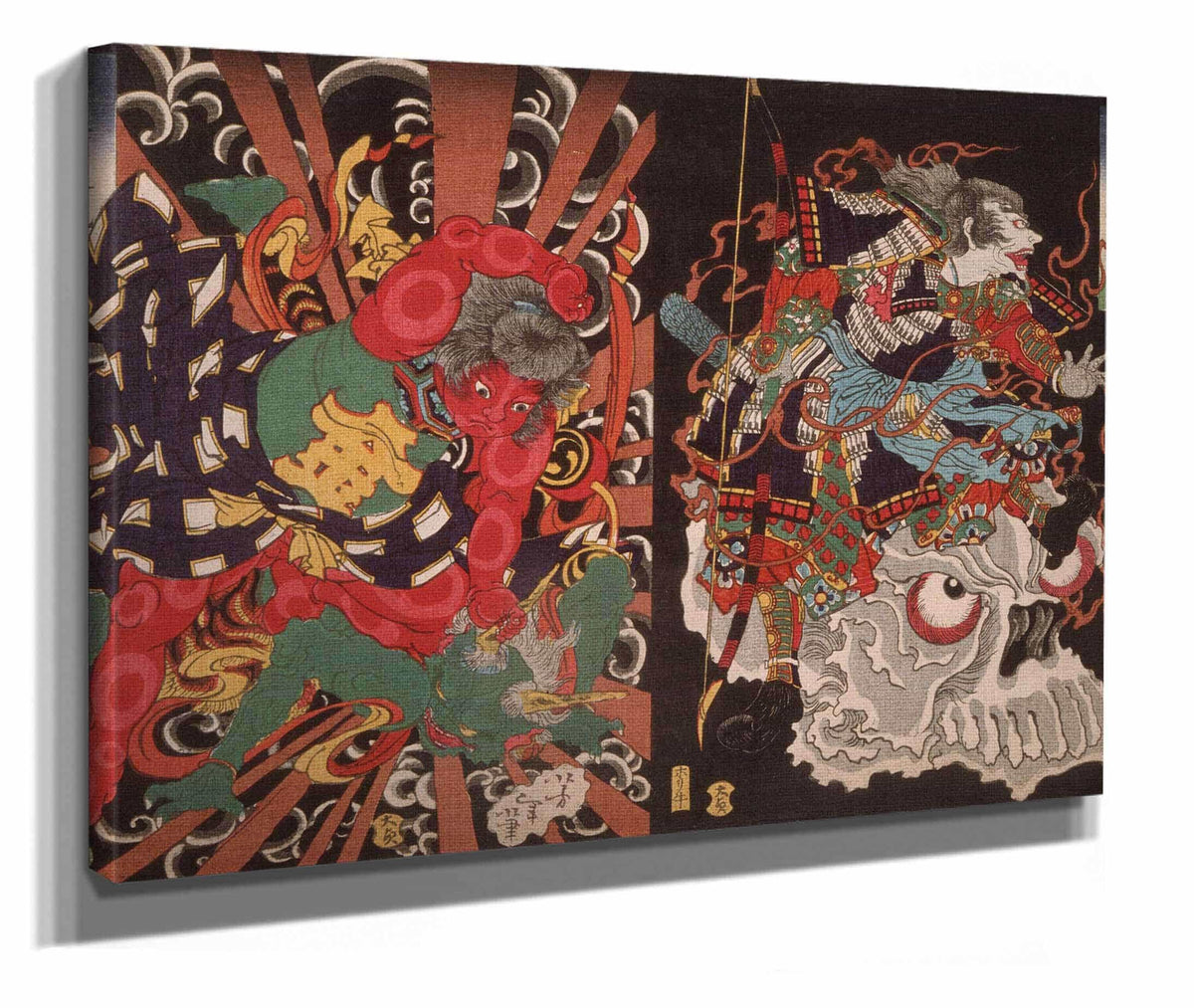 Warrior On Skull Kintoki Overpowering A Demon by Tsukioka Yoshitoshi
