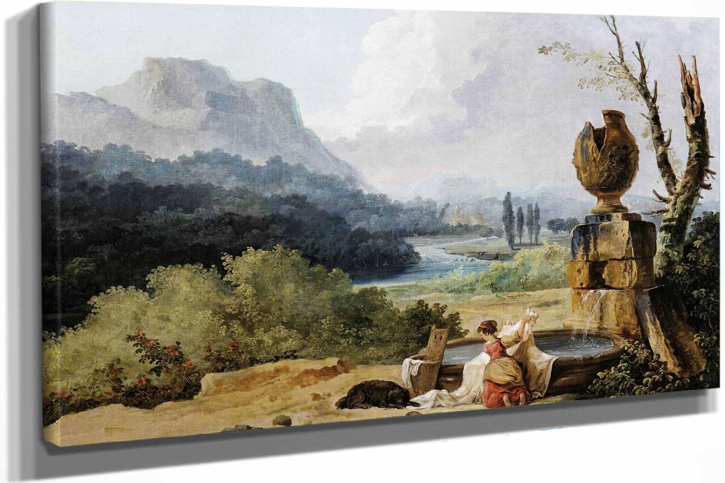 Washerwoman In A Landscape by Hubert Robert