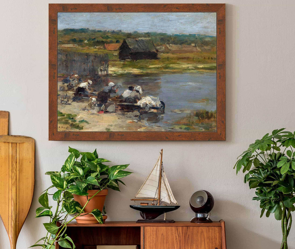 Washerwomen At The Edge Of The Pond by Eugene Boudin