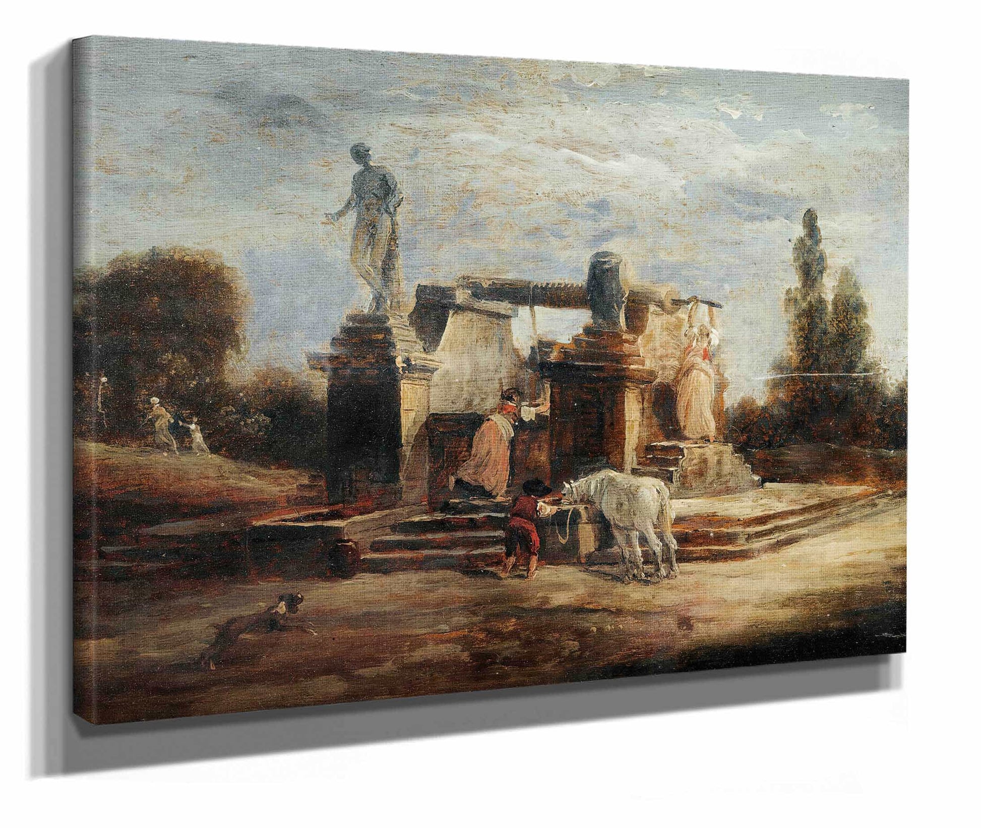 Washerwomen At The Fountain by Hubert Robert