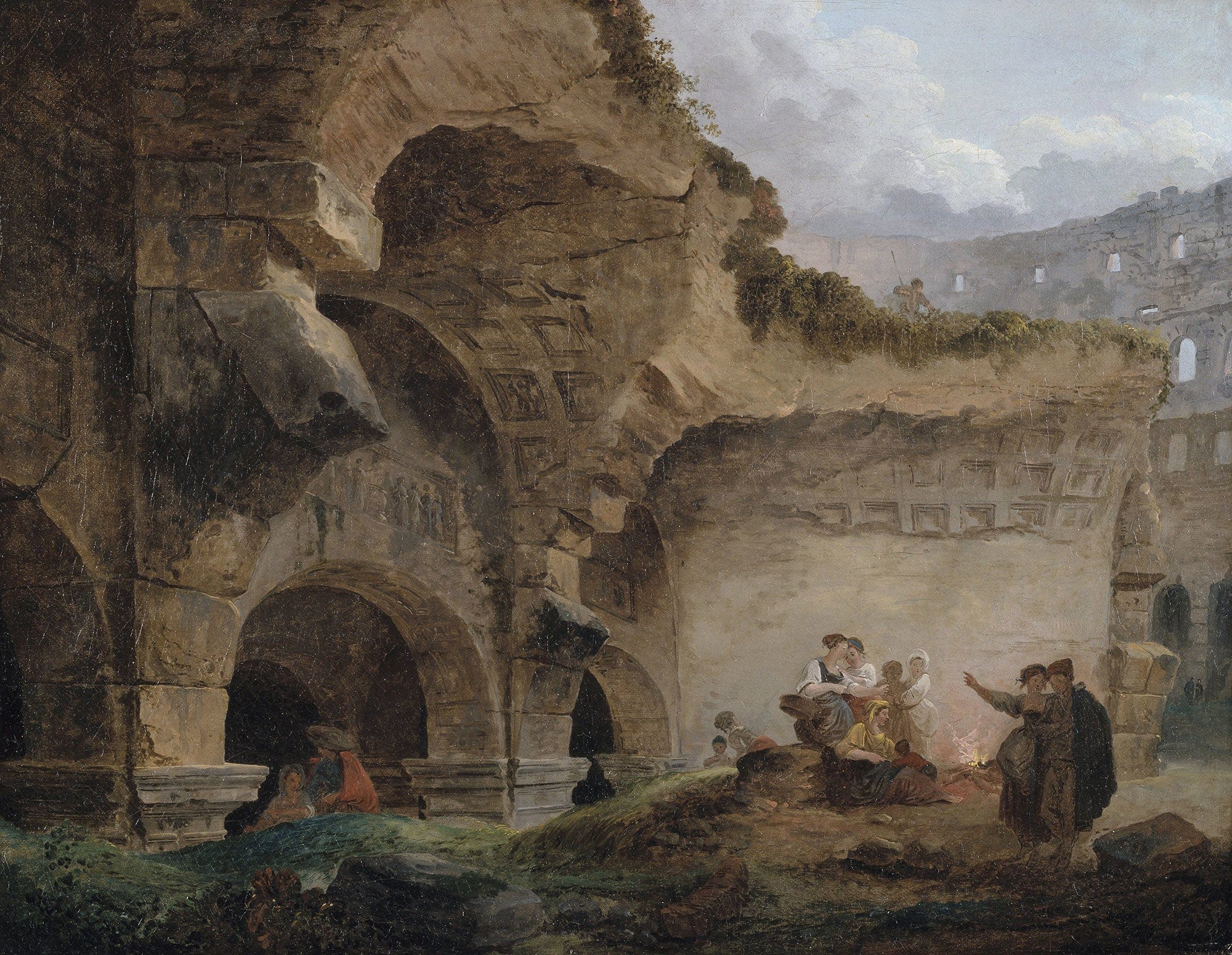 Washerwomen In The Ruins Of The Colosseum by Hubert Robert