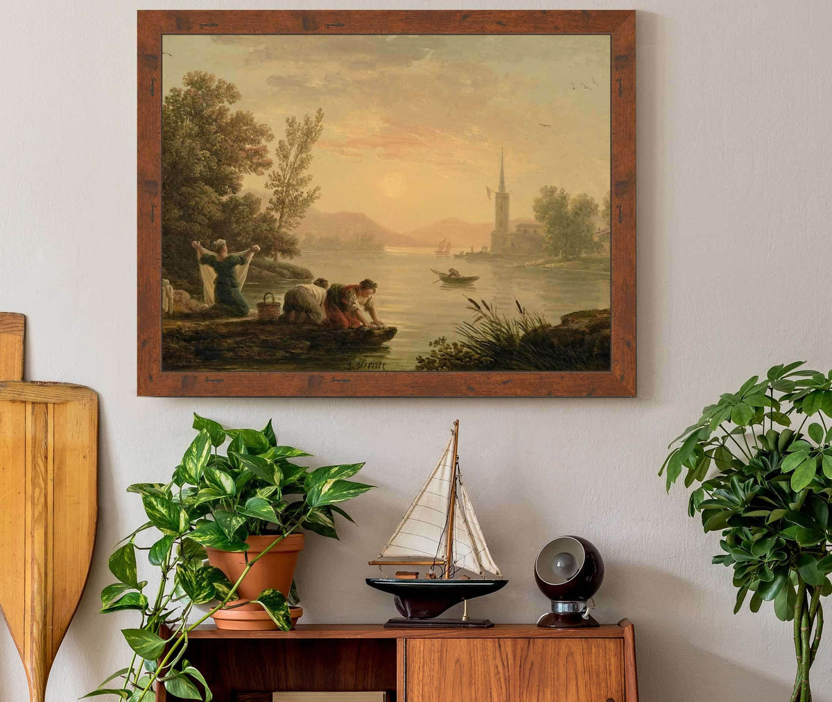 Washerwomen Near By A Lake by Claude Joseph Vernet