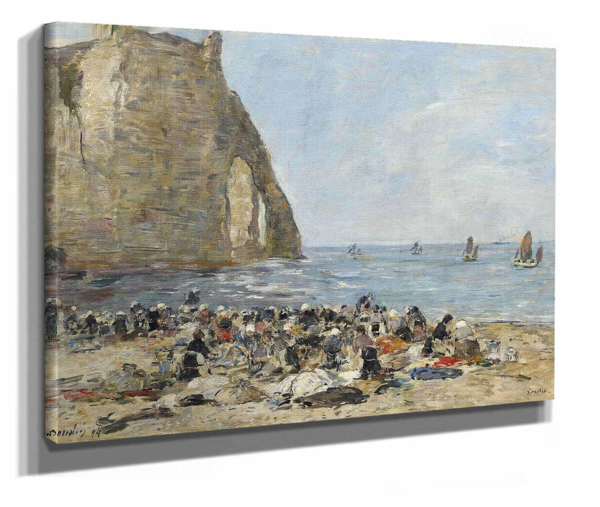 Washerwomen On The Beach Of Etretat by Eugene Boudin