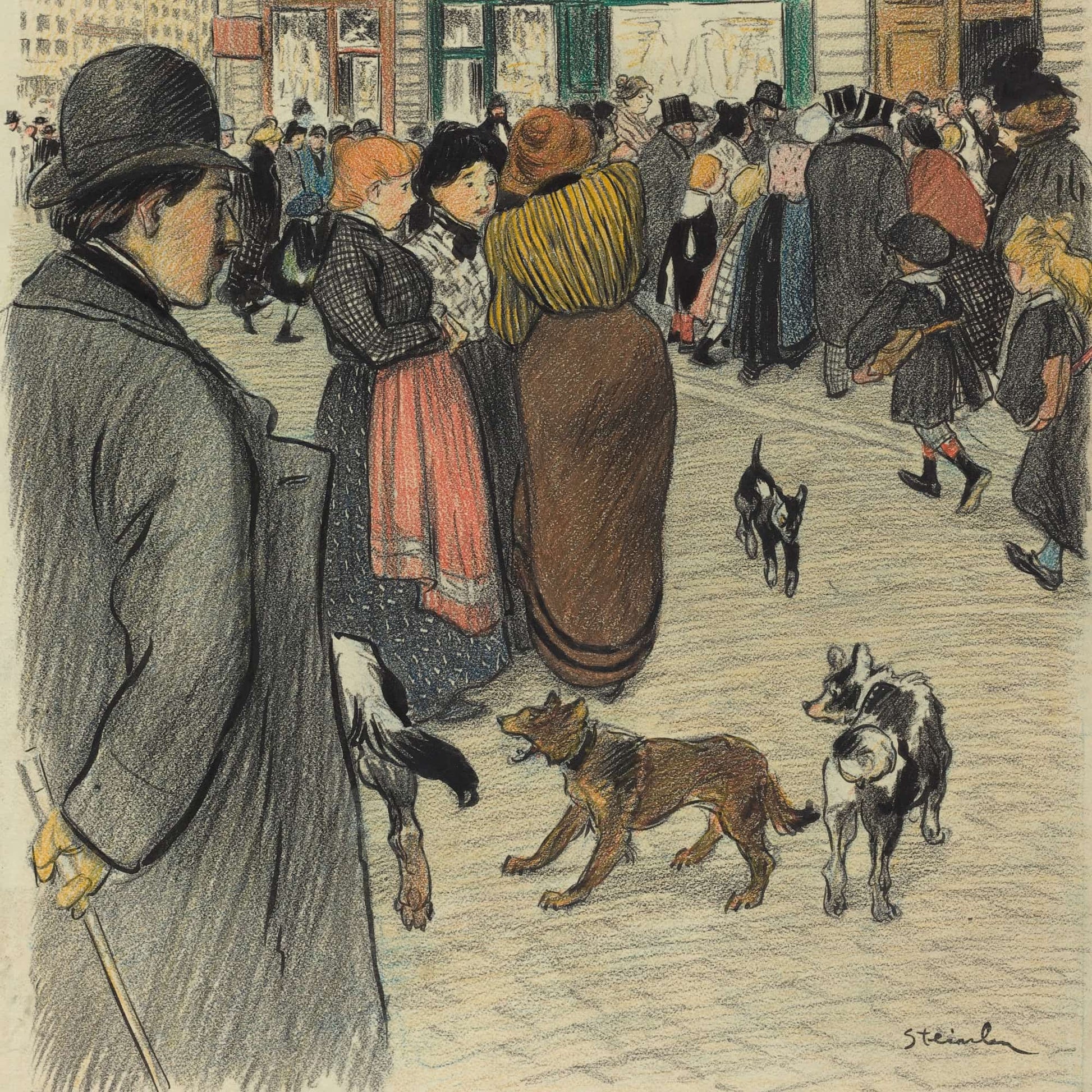 Watching The Crowd by Theophile Alexandre Steinlen