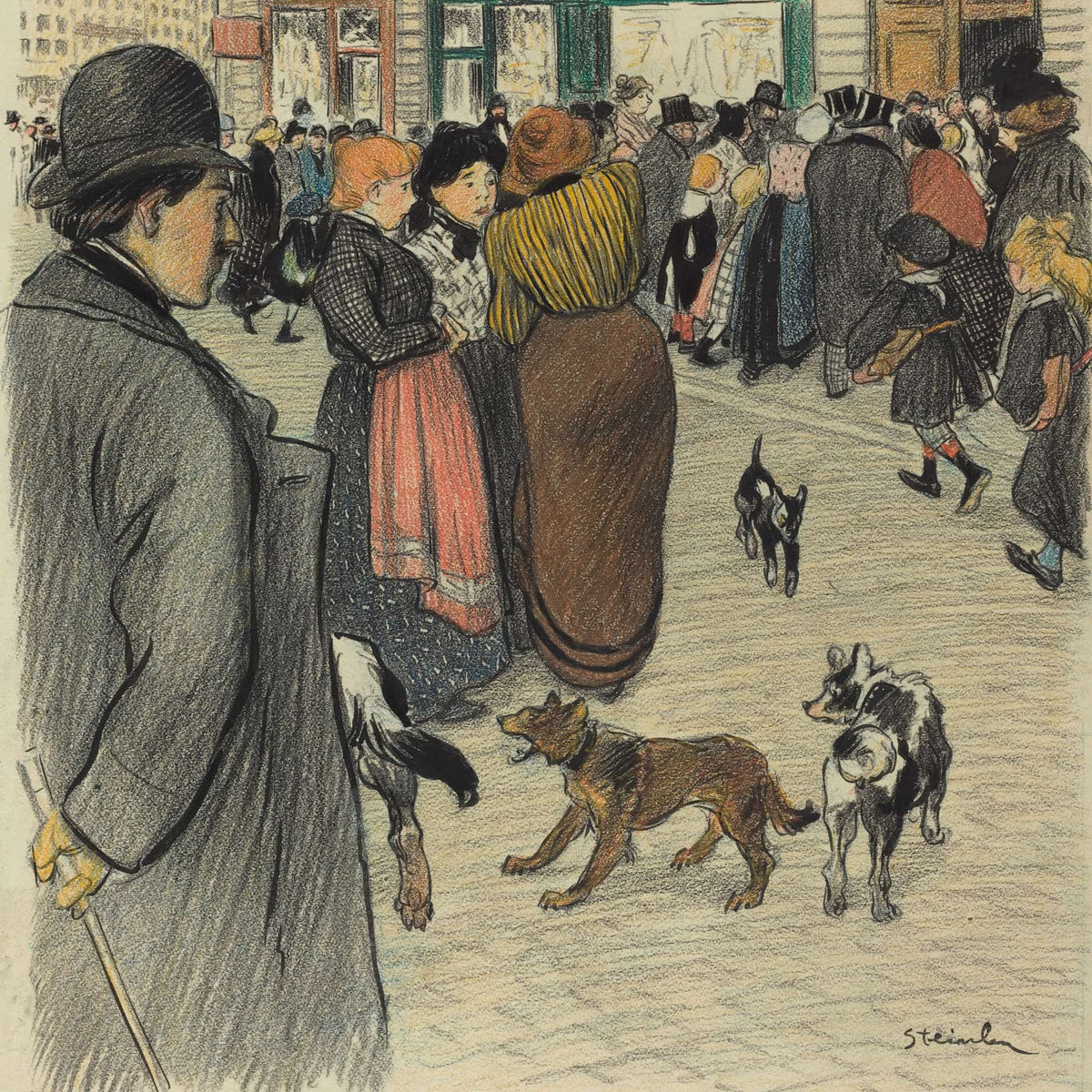Watching The Crowd by Theophile Alexandre Steinlen