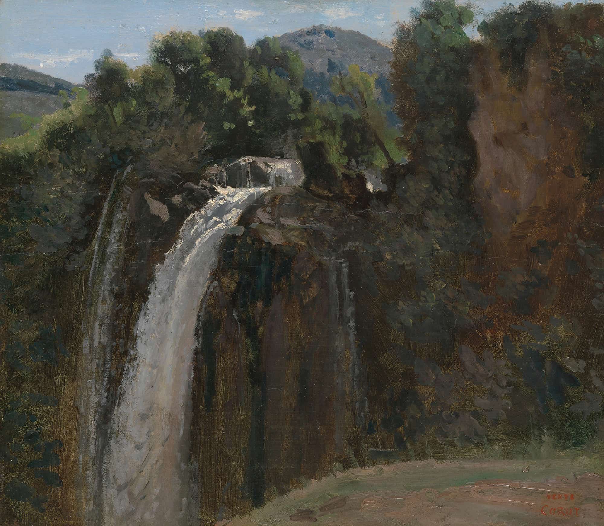 Waterfall At Terni by Jean Baptiste Camille Corot