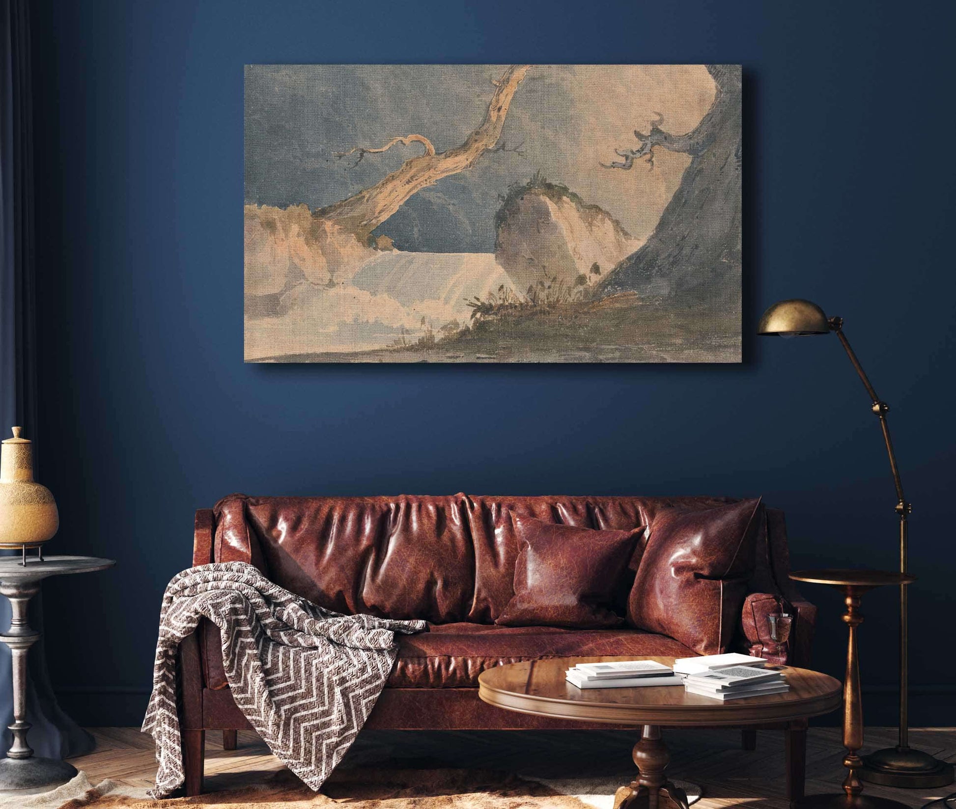 Waterfall In A Desolate Landscape by John Sell Cotman