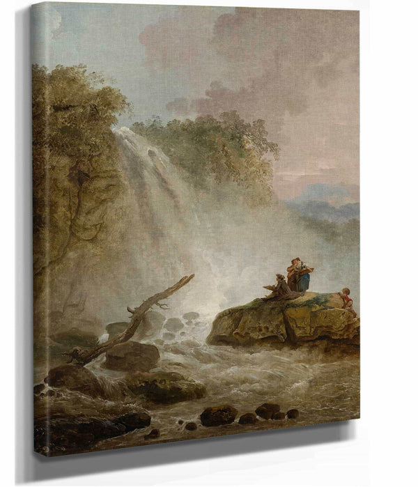Waterfall With Drawing Artist by Hubert Robert