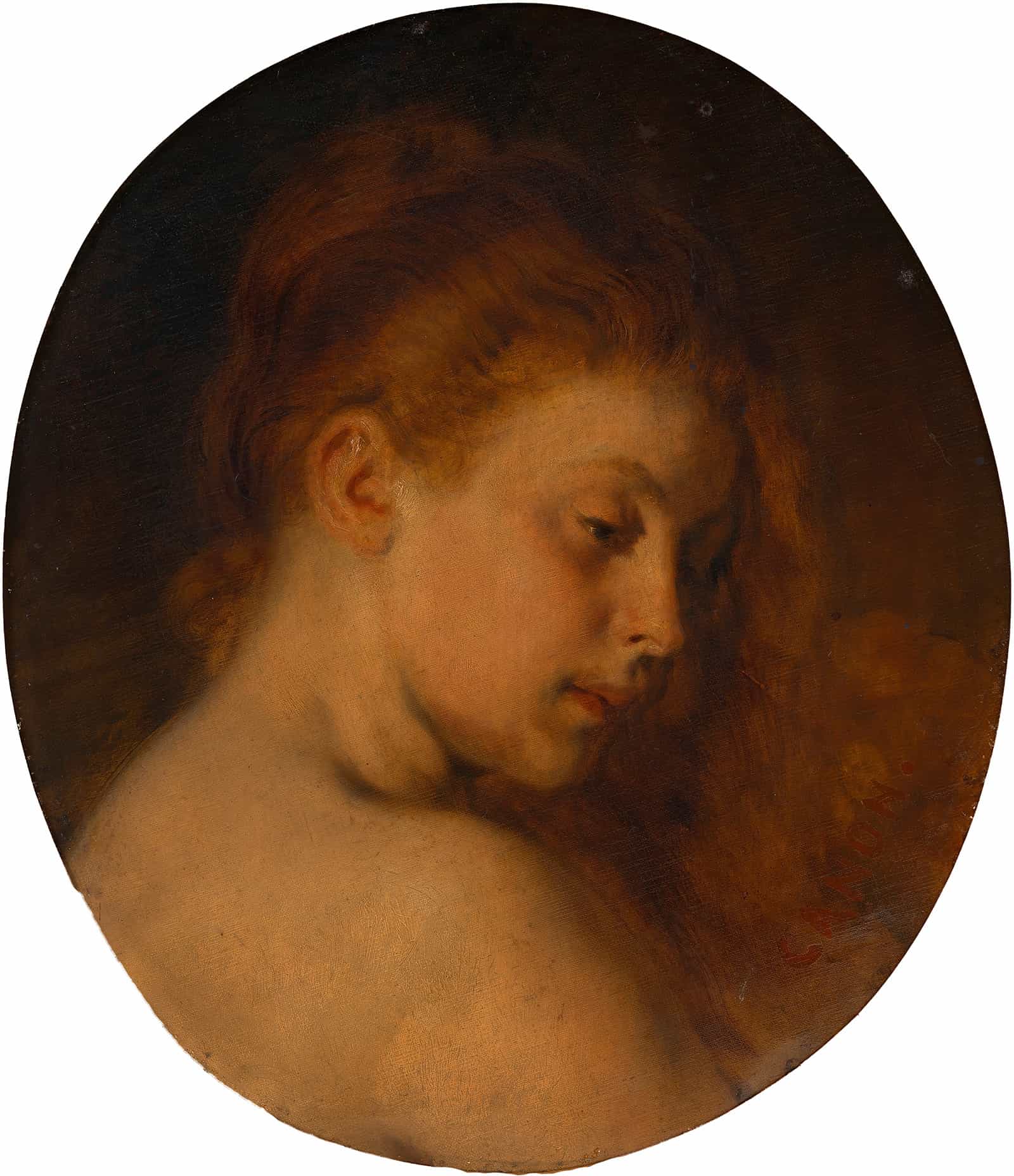 Weiblicher Studienkopf Wiederholung Zu Nach Dem Bade by Hans Canon