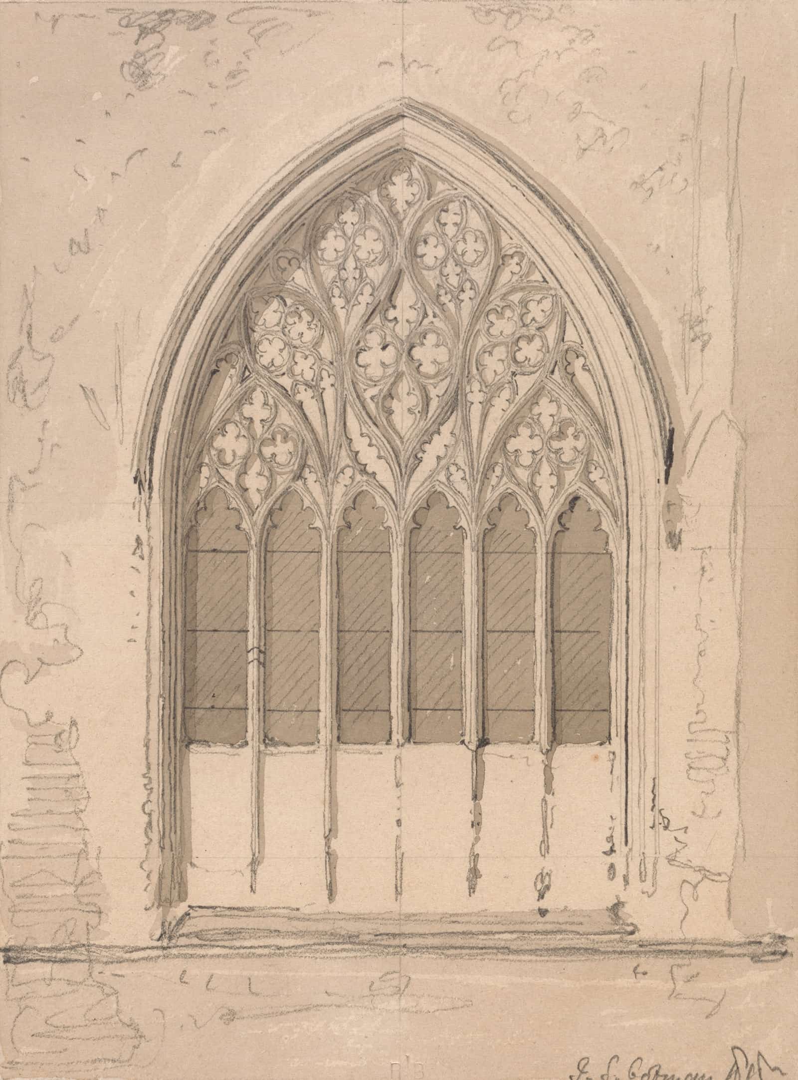 West Window Of Snettisham Church Norfolk by John Sell Cotman