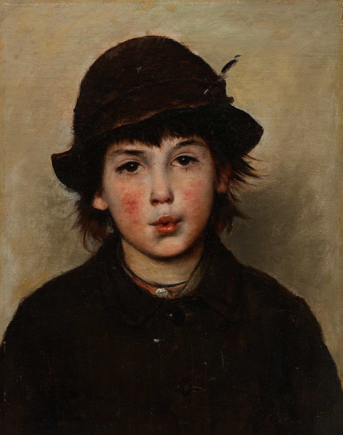 Whistling Boy S by Frank Duveneck