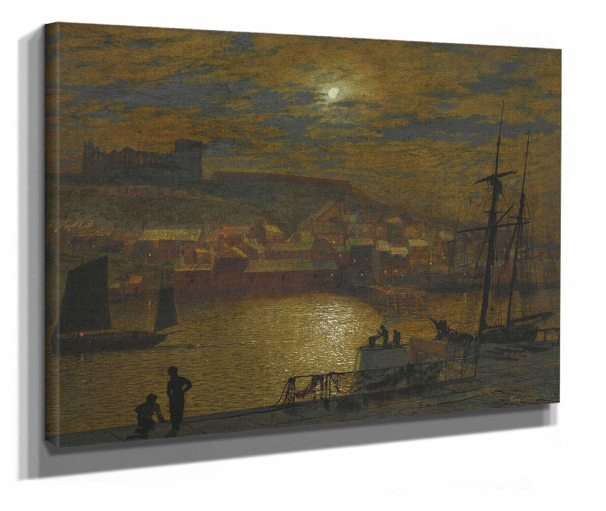 Whitby From Scotch Head Moonlight On The Esk by John Atkinson Grimshaw