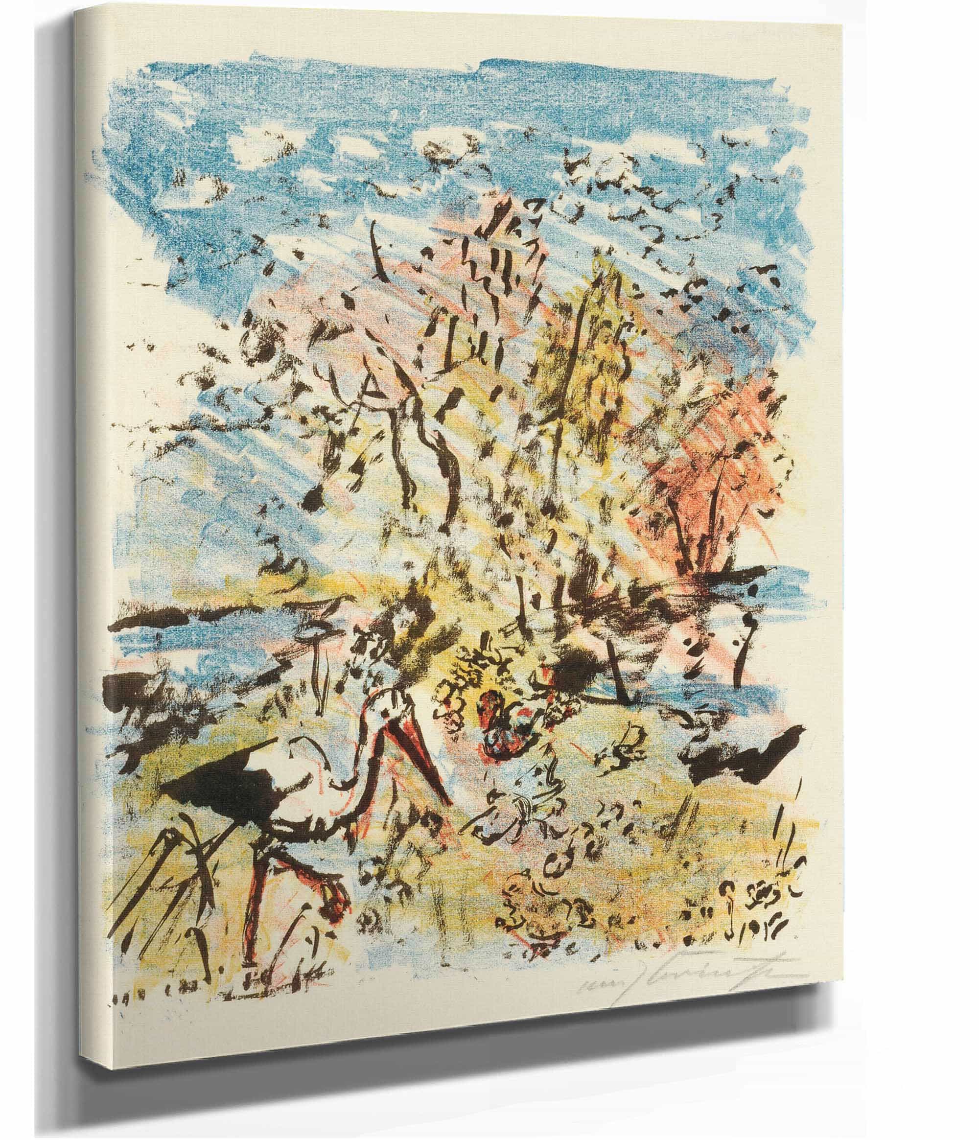 Wiese Mit Storch Und Frosch by Lovis Corinth