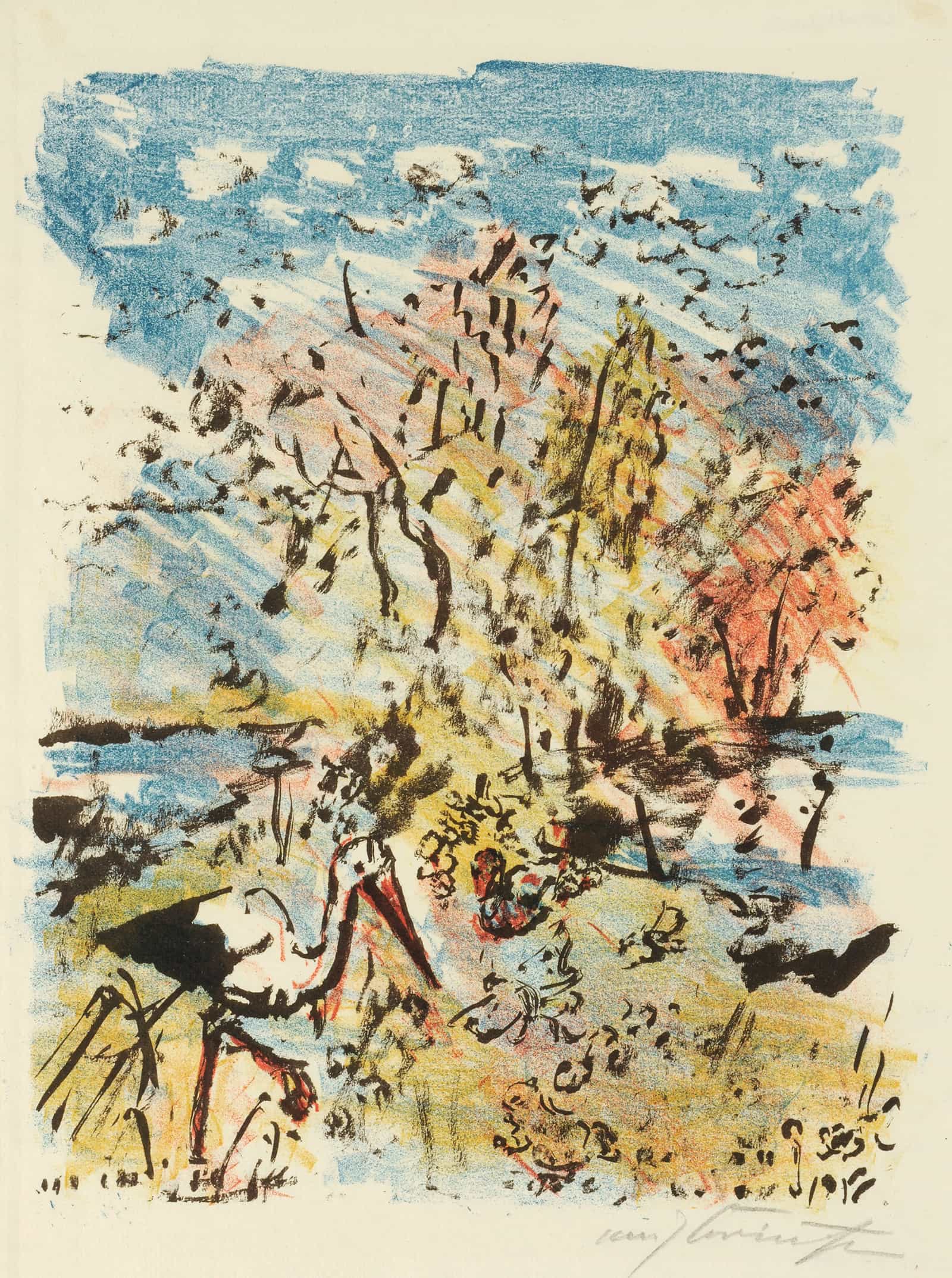 Wiese Mit Storch Und Frosch by Lovis Corinth