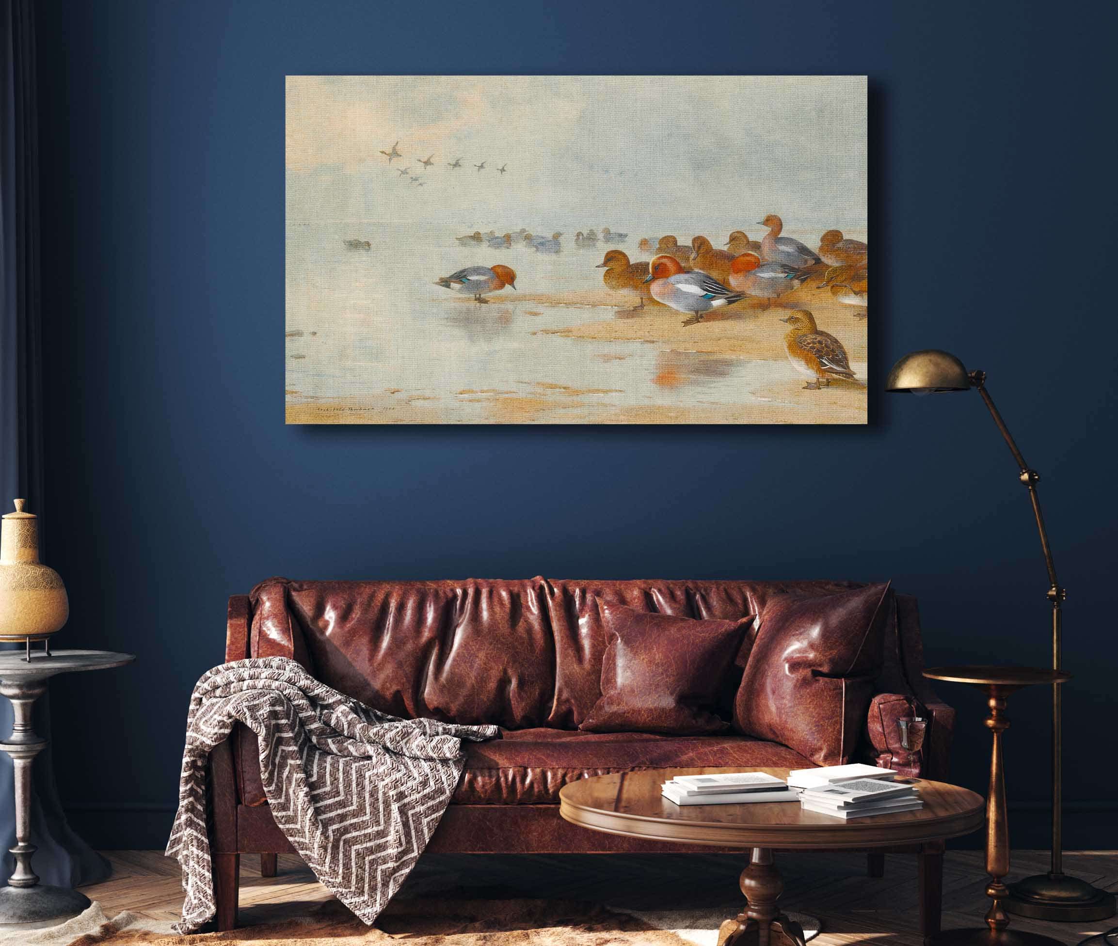 Wigeon And Teal By The Waters Edge by Archibald Thorburn
