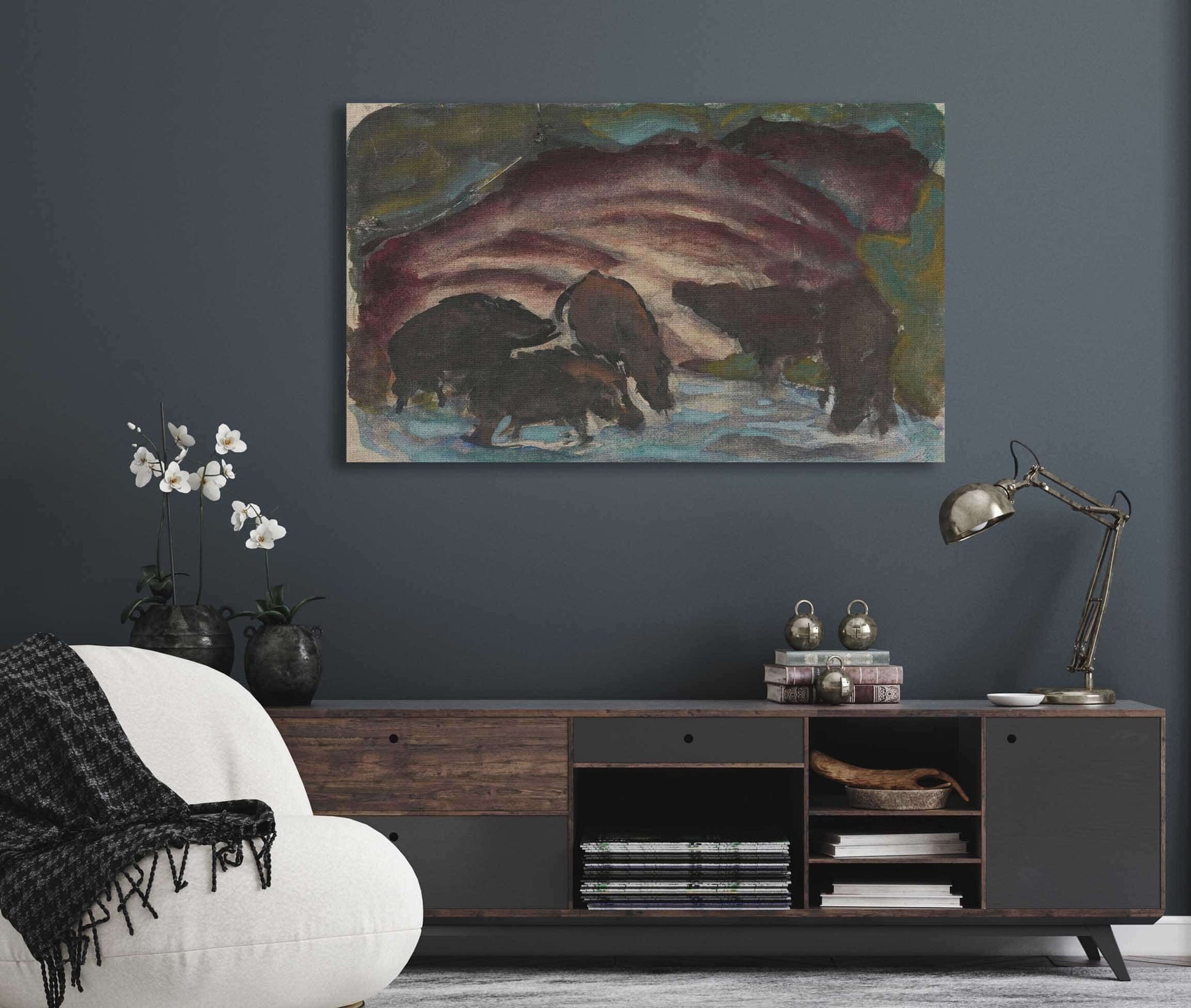Wild Boars In The Water by Franz Marc