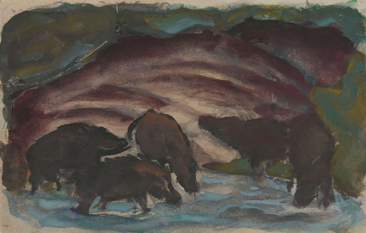 Wild Boars In The Water by Franz Marc