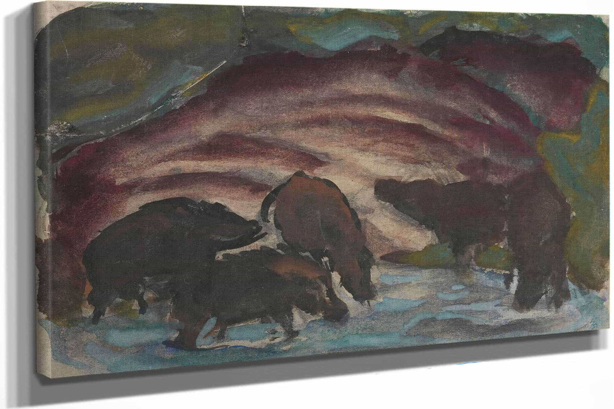Wild Boars In The Water by Franz Marc