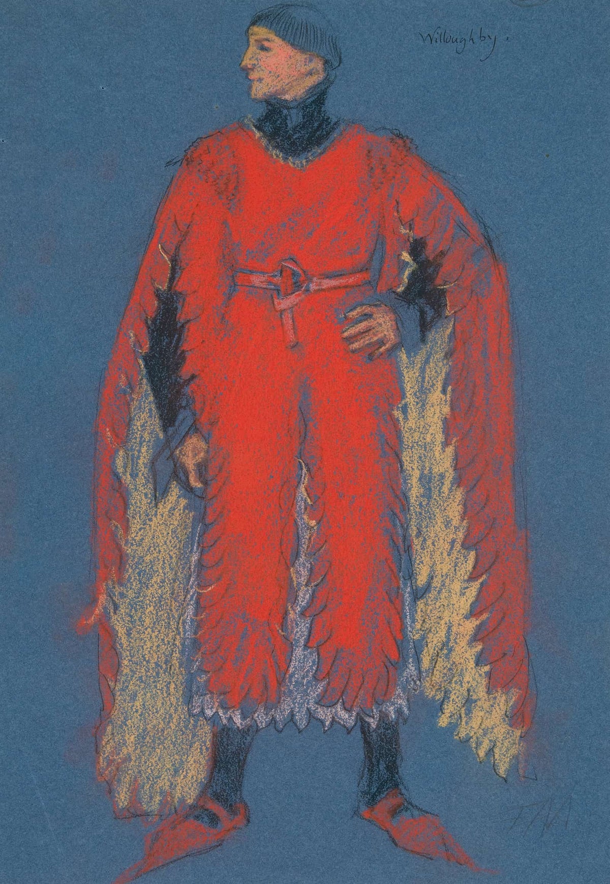 Willoughby Costume Sketch For Henry Irvings Planned Production Of King Richard Ii by Edwin Austin Abbey