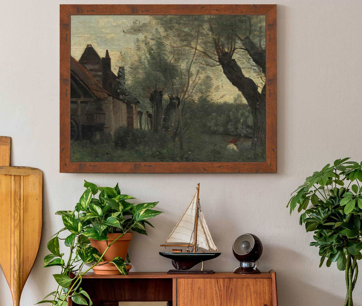 Willows And Farmhouse At Sainte Catherine Les Arras by Jean Baptiste Camille Corot