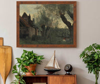 Willows And Farmhouse At Sainte Catherine Les Arras by Jean Baptiste Camille Corot