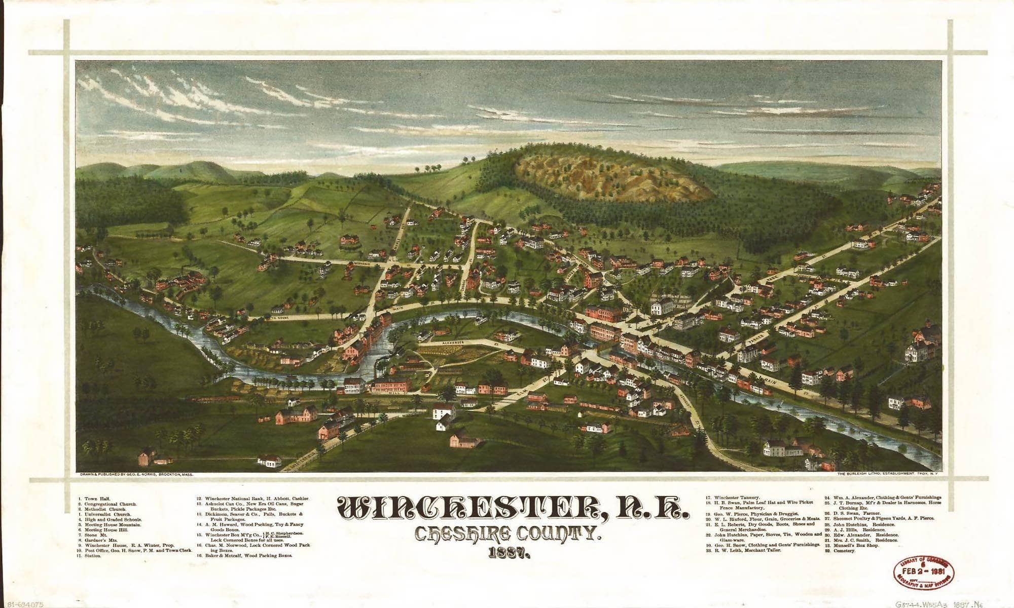 Winchester Nh Cheshire County 1887  State Of New Hampshire