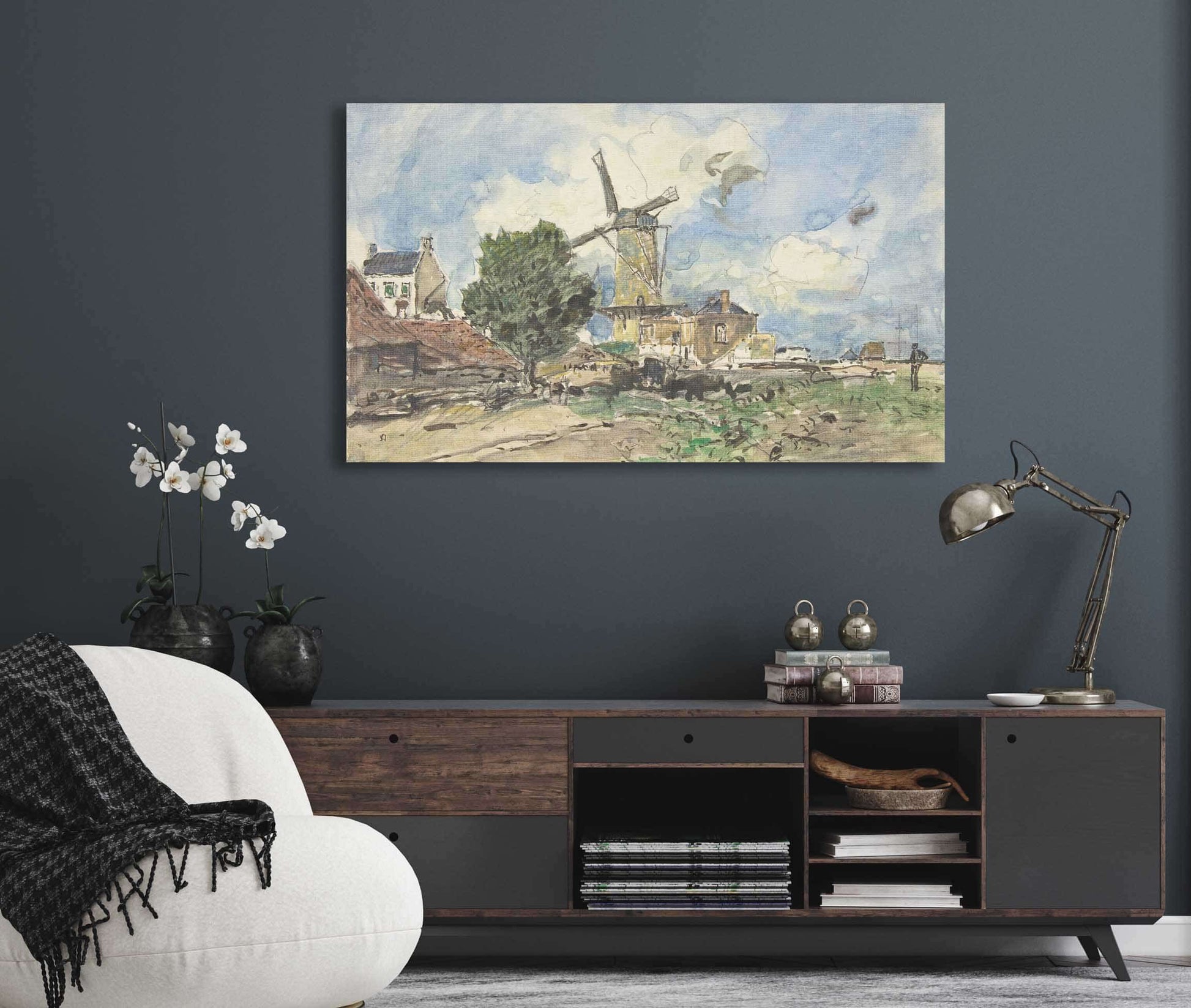 Wind Mill At Antwerp by Johan Barthold Jongkind
