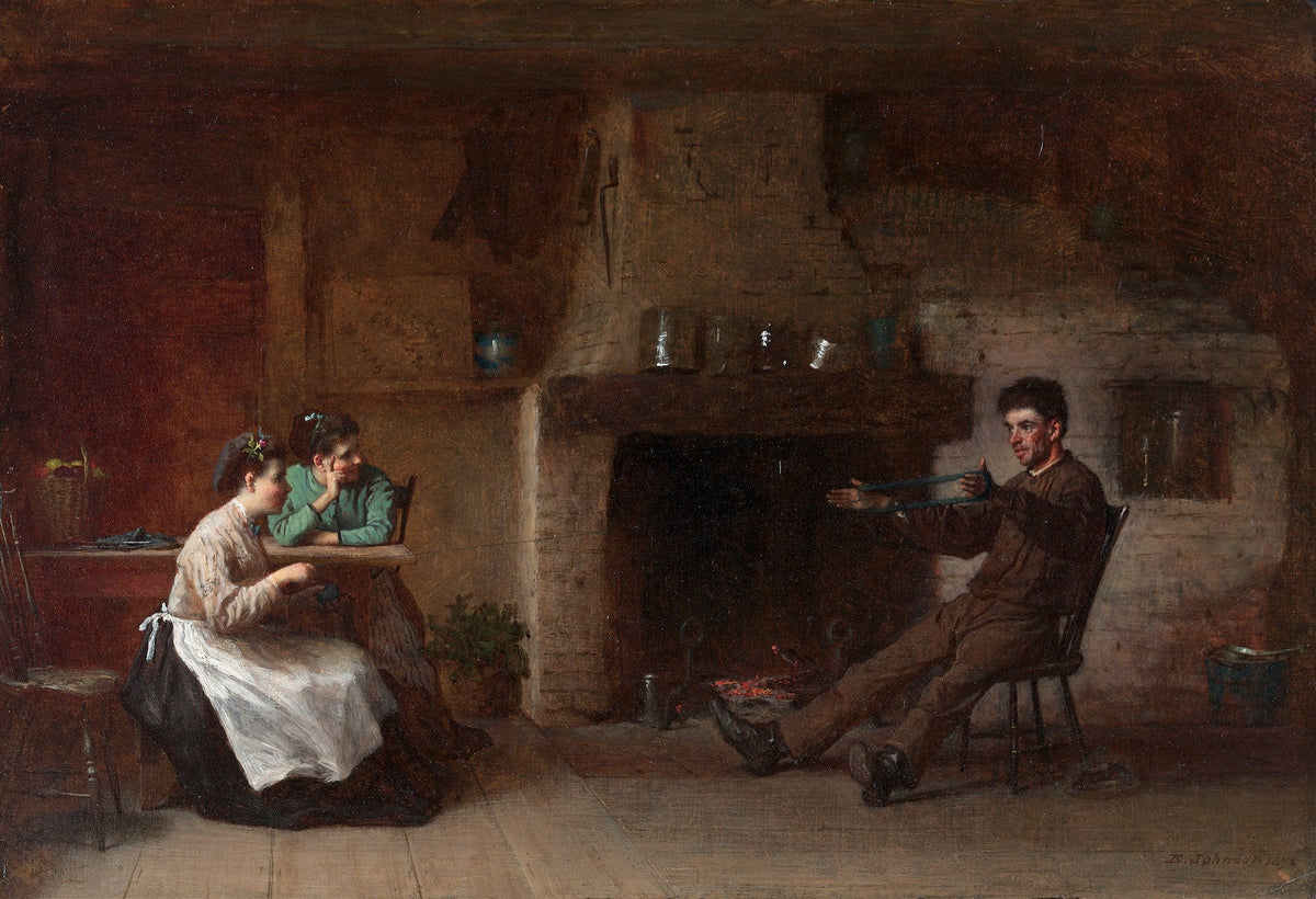 Winding Yarn Interior Of A Nantucket Kitchen by Eastman Johnson