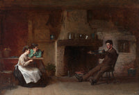 Winding Yarn Interior Of A Nantucket Kitchen by Eastman Johnson