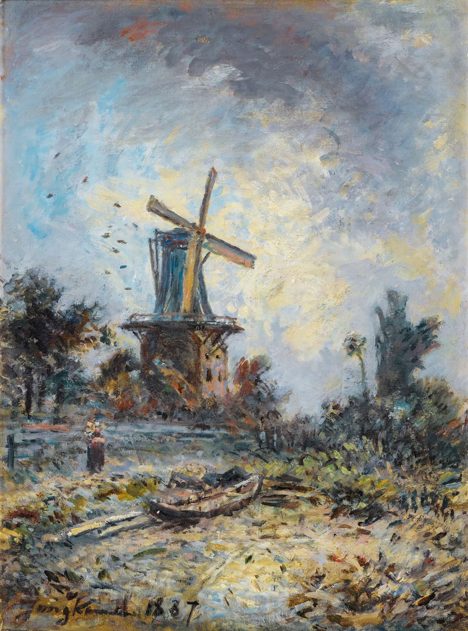 Windmill In Dordrecht by Johan Barthold Jongkind
