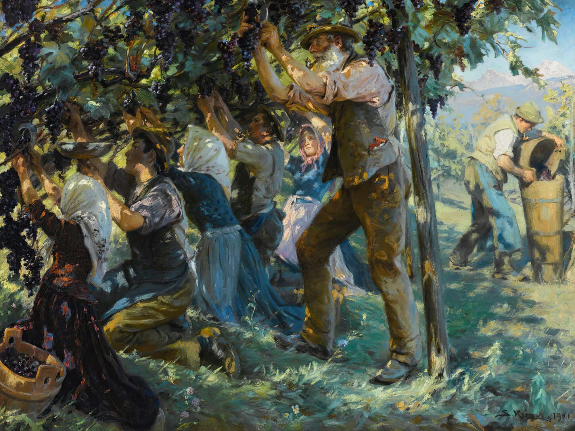 Wine Harvest In The Tyrol by Peder Severin Kroyer
