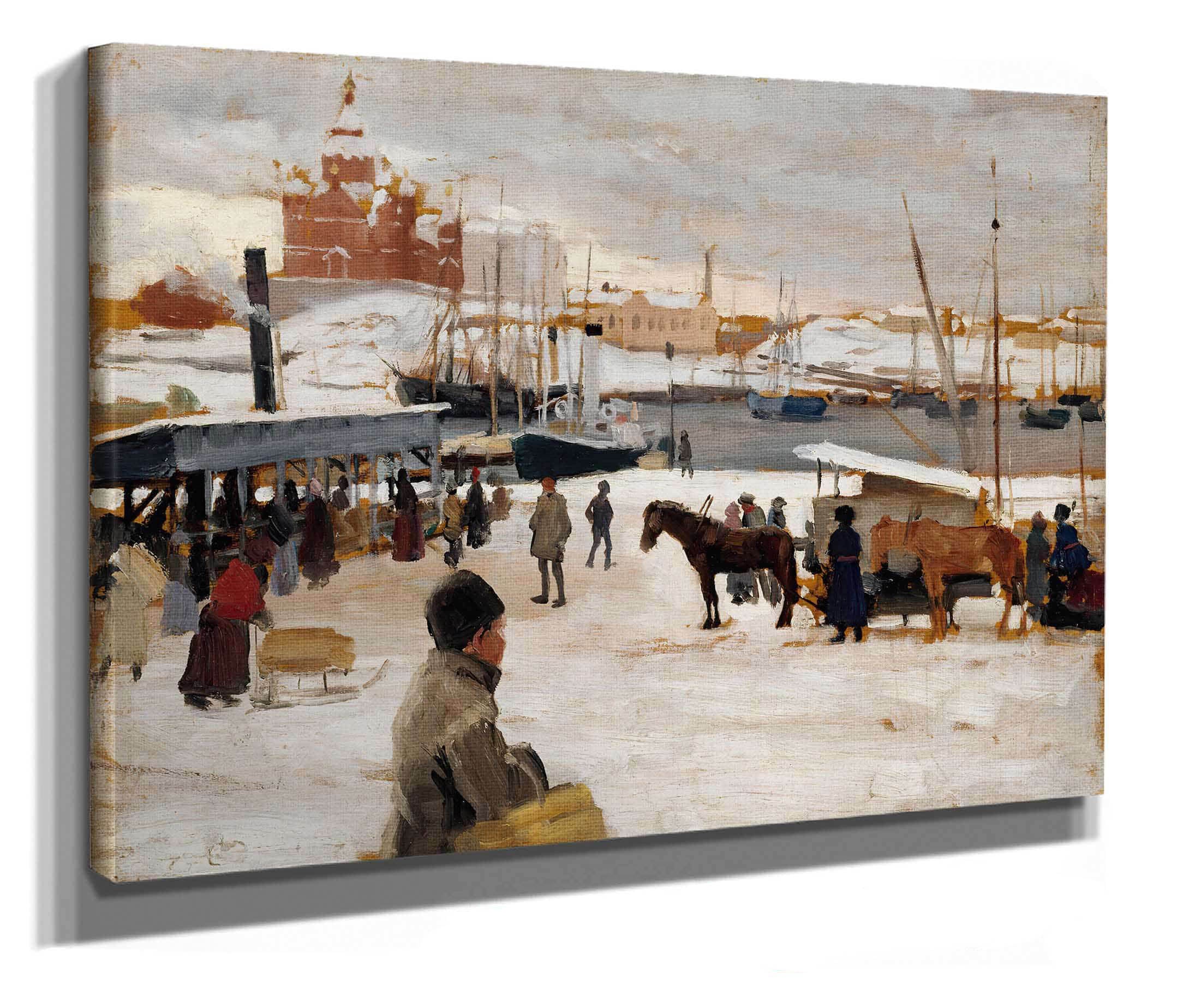 Winter Day In Helsinki Market Square by Albert Edelfelt