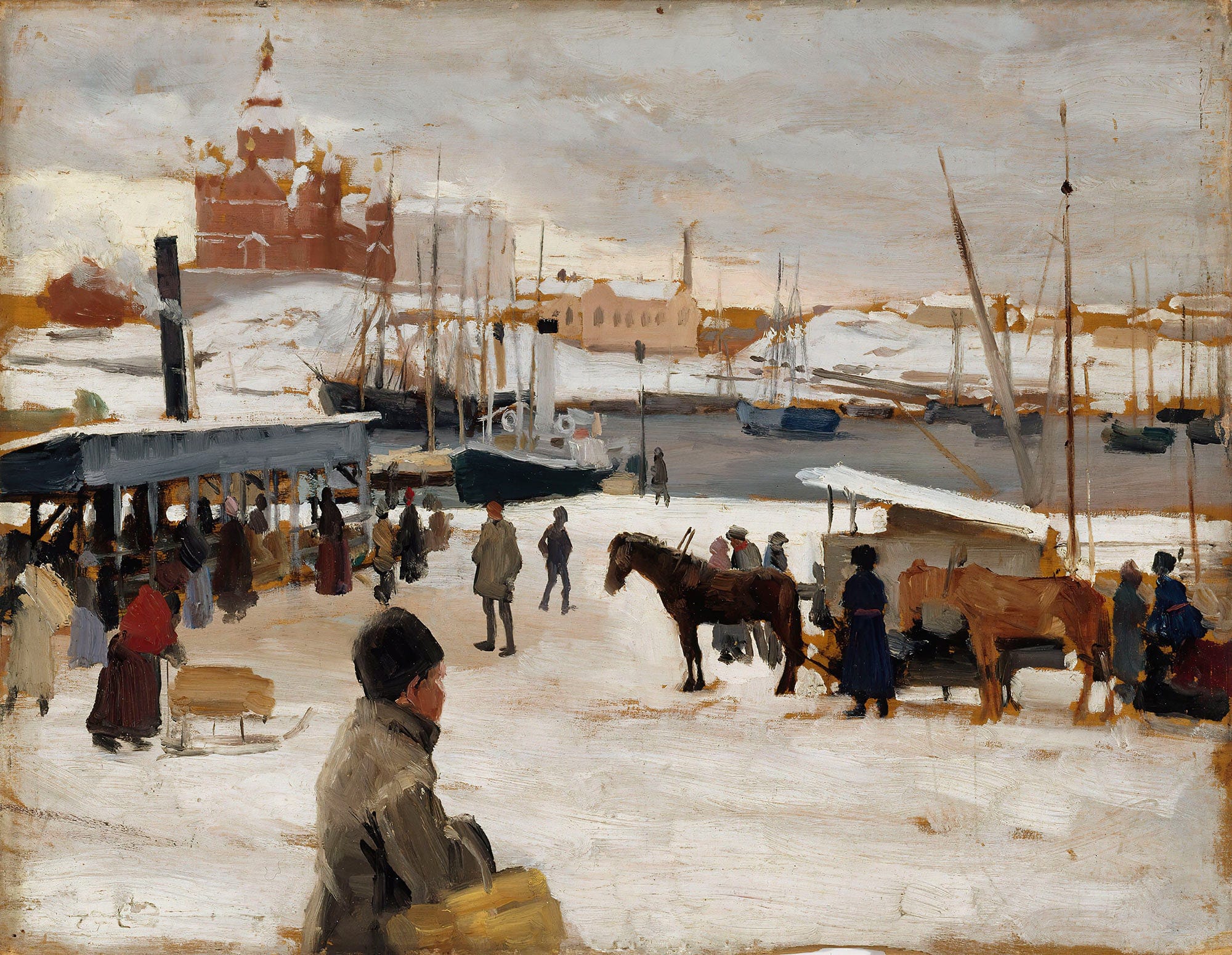 Winter Day In Helsinki Market Square Study by Albert Edelfelt