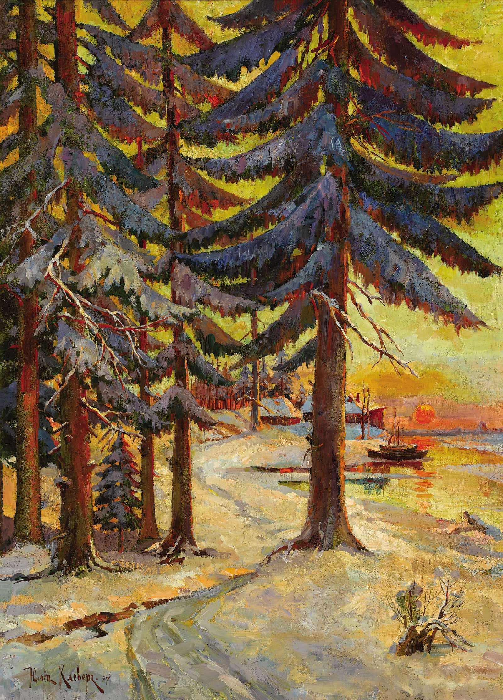 Winter Evening On The Lake by Julius Sergius Klever